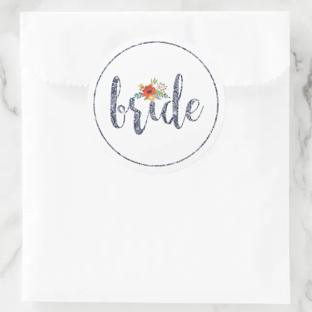 Bride Round Sticker Bride, modern typography classic round sticker | Zazzle