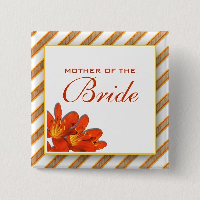 Bride mother bridal wedding orange yellow button (Front)