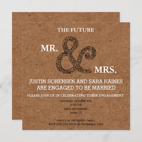 BRIDE Mr  Mrs Rustic Wedding Bridal Shower Party Invitation