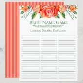 Bride Name Game Coral Roses (Front/Back)