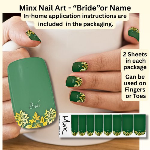Bride / Name, Gold on Emerald Green Wedding,