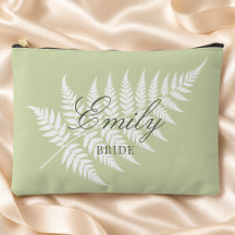 Bride Name Pistachio Green White Fern Large