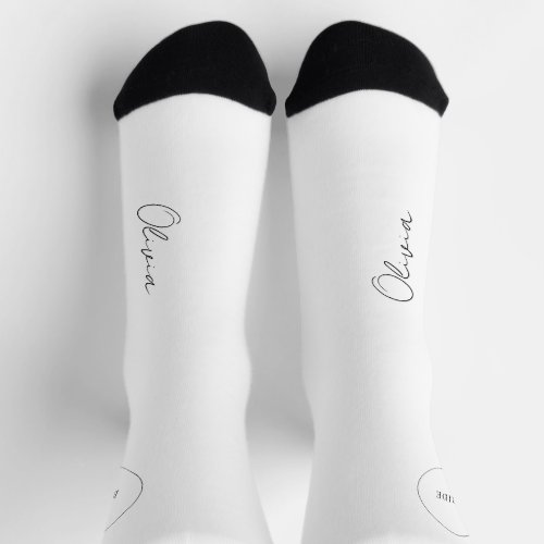 Bride name script personalized wedding favor socks