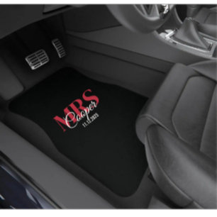 Bride Name With Wedding Date Crimson Red Color Car Floor Mat