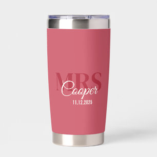 Bride Name With Wedding Date Crimson Red Color Tex Insulated Tumbler