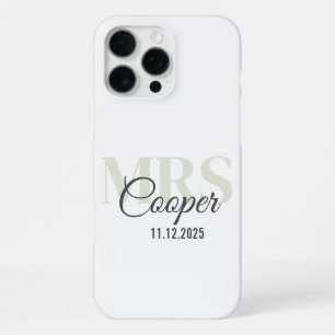 Bride Name With Wedding Date White Color Text iPhone 16 Pro Max Case