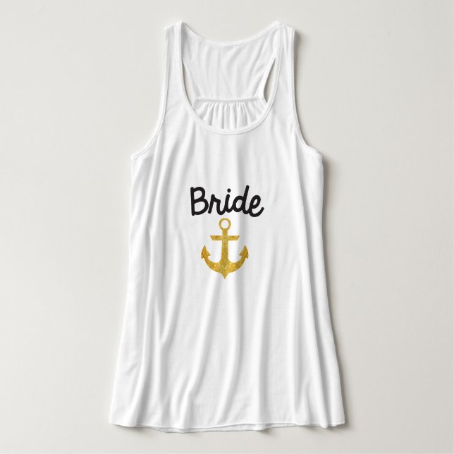 Bride Nautical Anchor Gold Foil Tank (Design Front)