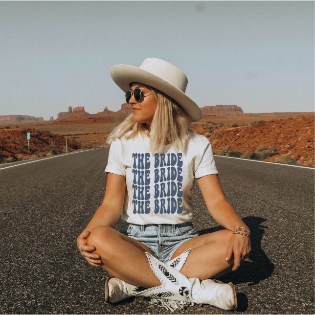 Bride Navy Blue Customized Matching Bridal Party T-Shirt (Creator Uploaded)