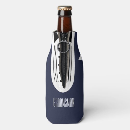 BRIDE Navy Blue Wedding Bridal Party Groomsman Bottle Cooler