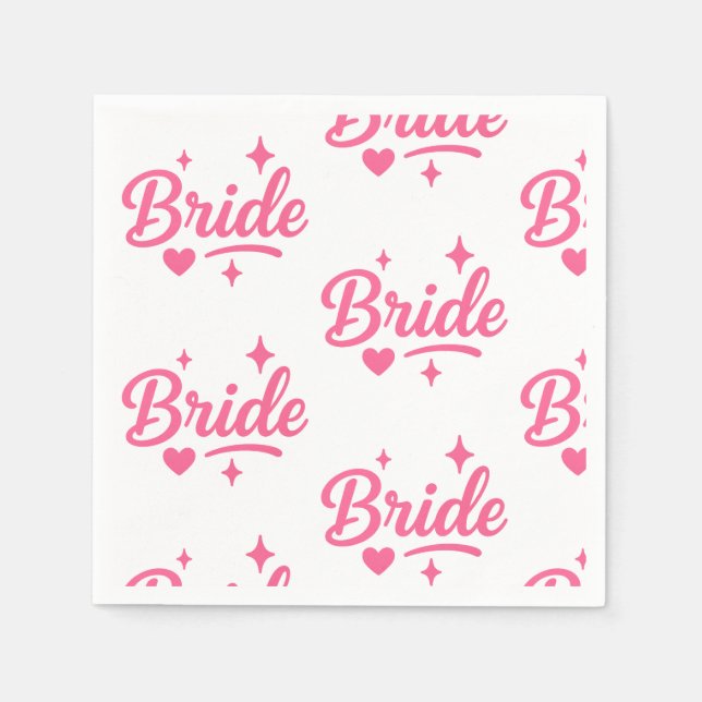 Bride Neon Pink  Napkins (Front)