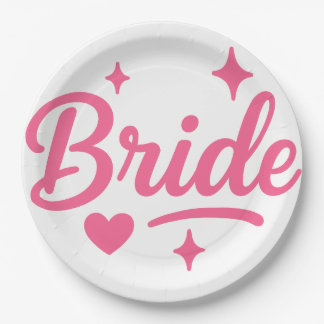 Bride Neon Pink Paper Plates