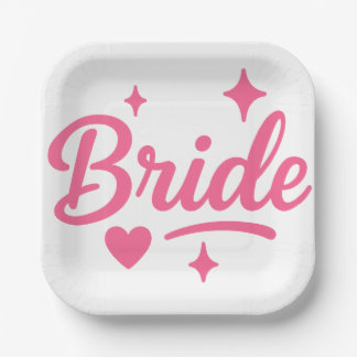 Bride Neon Pink Paper Plates