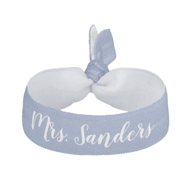 Bride New Mrs. Something Blue White Wedding Party Elastic Hair Tie (Front)