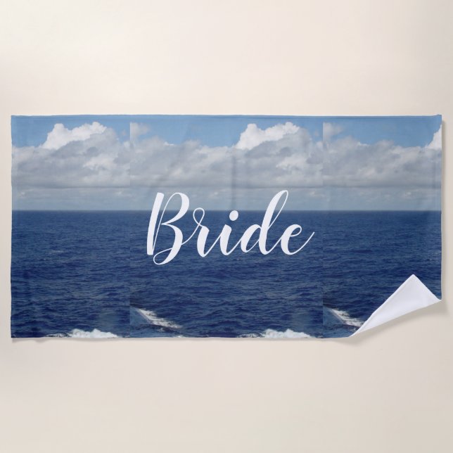 Bride Ocean Waves Beach Towel (Front)