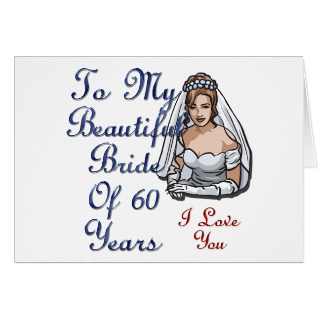 Bride Of 60 Years Cards (Front Horizontal)