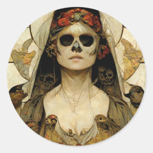 Bride Of Death Gothic Horror Classic Round Sticker