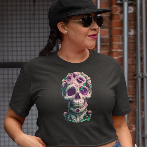 Bride of Death Pink Pastel Day of the Dead Skull T_Shirt