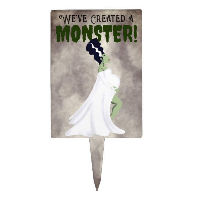 Bride of Frankenstein Baby Shower Cake Topper (Front)