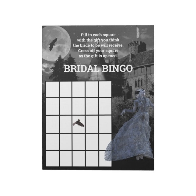 Bride of Frankenstein Bingo Bridal Halloween  Notepad (Rotated)