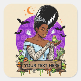 Bride of Frankenstein Black Bride Glamorous Square Sticker