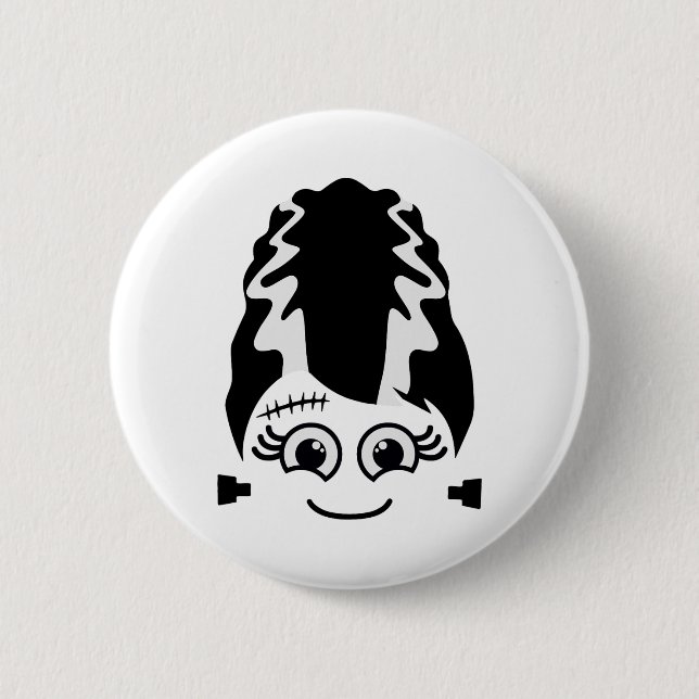 Bride Of Frankenstein Cute Monster Halloween Costu Button (Front)