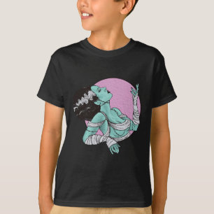 Bride Of Frankenstein Halloween Retro Pink T-Shirt