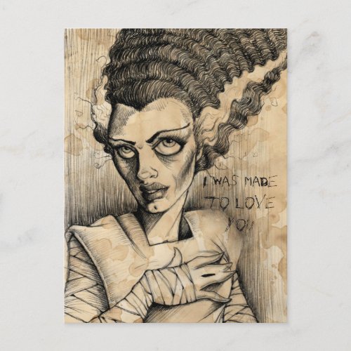 Bride of Frankenstein Made to love you Postcard