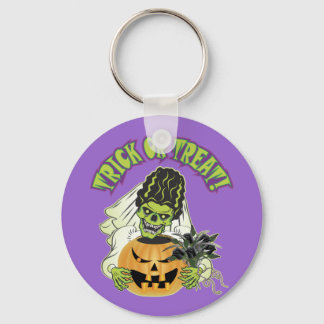 Bride of Frankenstein Skull Keychain