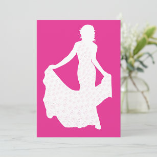 Bride On A Pink Background Invitations