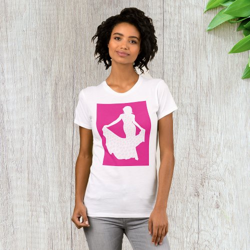 Bride On A Pink Background Womens T_Shirt