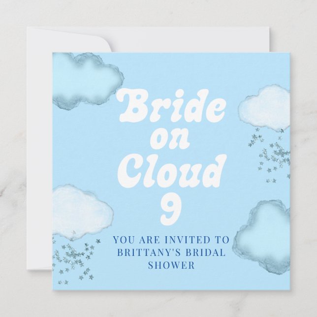 Bride on Cloud 9 Bridal Shower Bachelorette Invitation (Front)