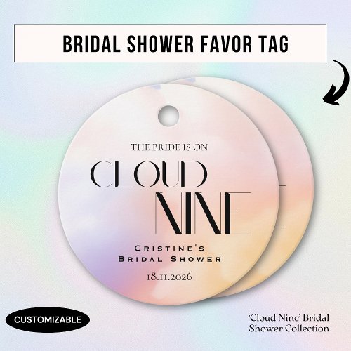 Bride on cloud 9 Colorful Pastel Bridal Shower  Favor Tags