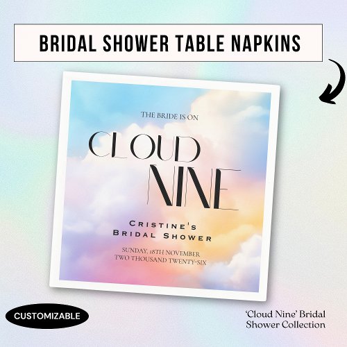 Bride on cloud 9 Colorful Pastel Bridal Shower  Napkins