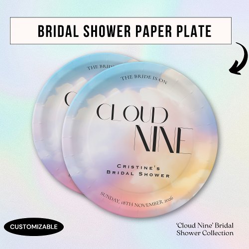 Bride on cloud 9 Colorful Pastel Bridal Shower  Paper Plates