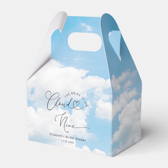 Bride On Cloud Nine 9 Bridal Shower Favor Boxes (Front Side)