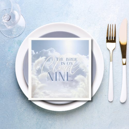 Bride On Cloud Nine 9 White Pampas Bridal Shower Napkins