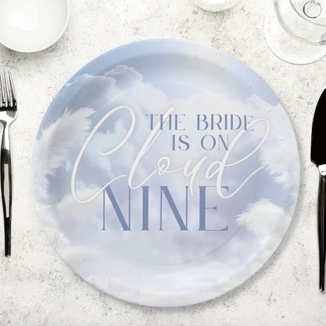 Bride On Cloud Nine 9 White Pampas Bridal Shower Paper Plates (Bride On Cloud Nine 9 White Pampas Bridal Shower Paper Plates)