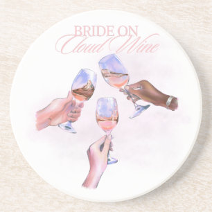 Bride on Cloud Wine   Funny Bridal Party Design Coaster