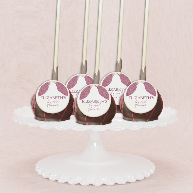 Bride on Cranberry Red Bridal Shower Cake Pops (Bride on cranberry red personalized bridal shower cake pops favors)