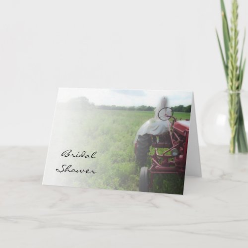 Bride on Farm Tractor Country Bridal Shower Invite