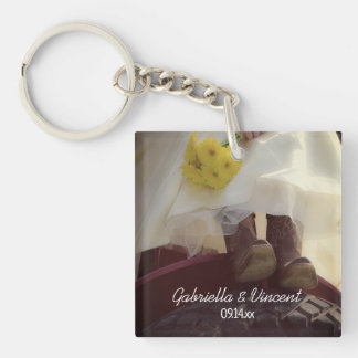 Bride on Red Tractor Country Farm Wedding Keychain