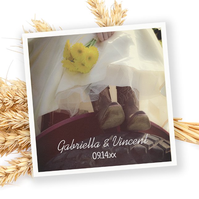 Bride on Red Tractor Country Farm Wedding Napkins (Creator Uploaded)