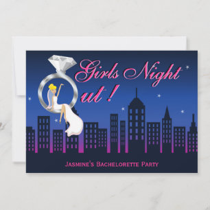 Bride On Ring Skyline Bachelorette Party Invite