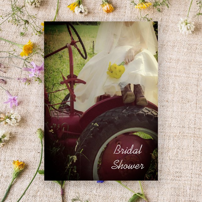 Bride on Tractor Country Farm Bridal Shower Invitation (Creator Uploaded)