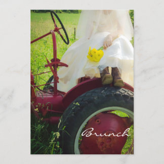 Bride on Tractor Country Farm Post Wedding Brunch Invitation