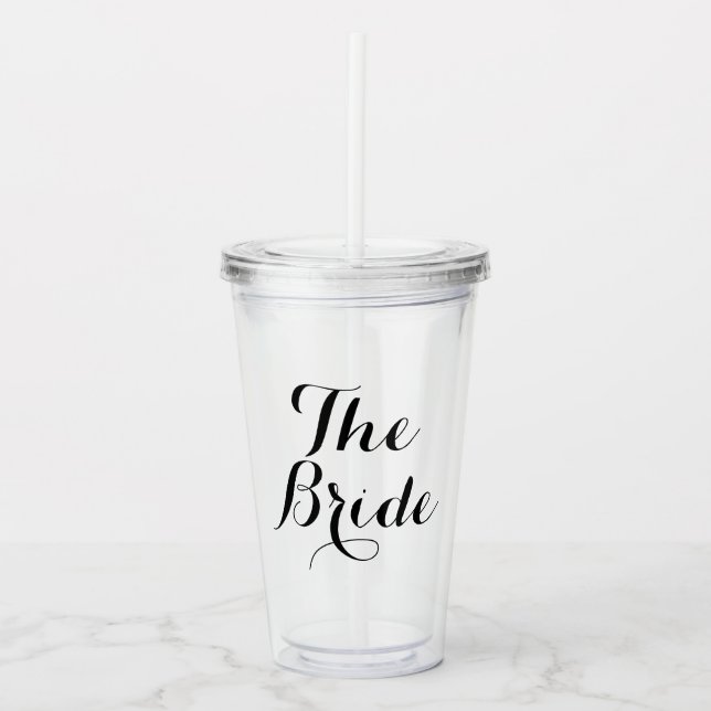 Bride or Bridesmaid Custom calligraphy Acrylic Tumbler (Front)