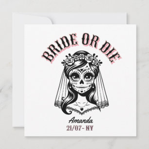 bride or die bachelorette gothic invitation
