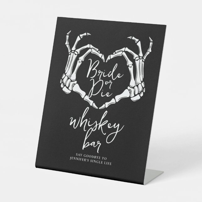 Bride or Die Bachelorette Party Gothic Heart Pedestal Sign (Front)