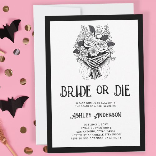 Bride or Die Bachelorette Party Weekend Invitation