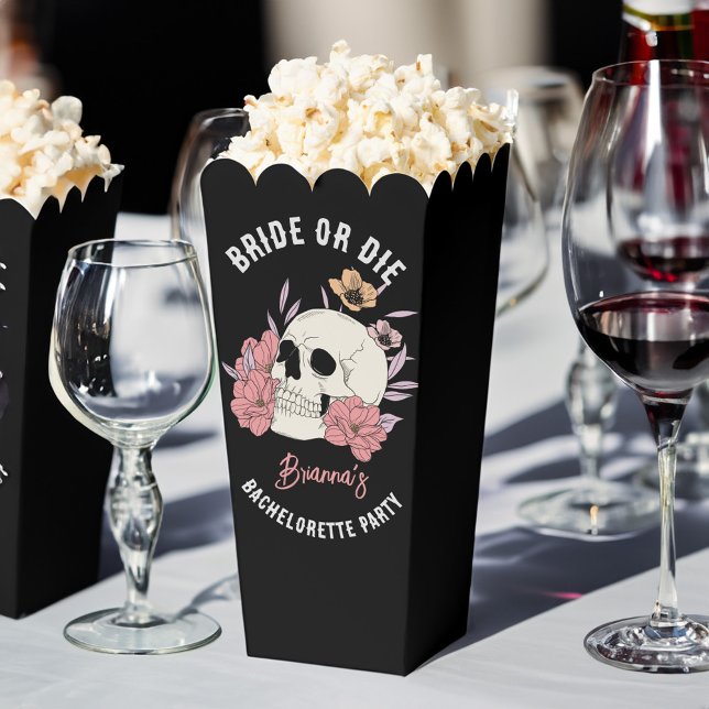 Bride or die black retro skull bachelorette party favor boxes (Creator Uploaded)